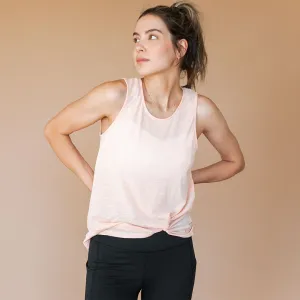 Peach Slub Knot Crop Tank