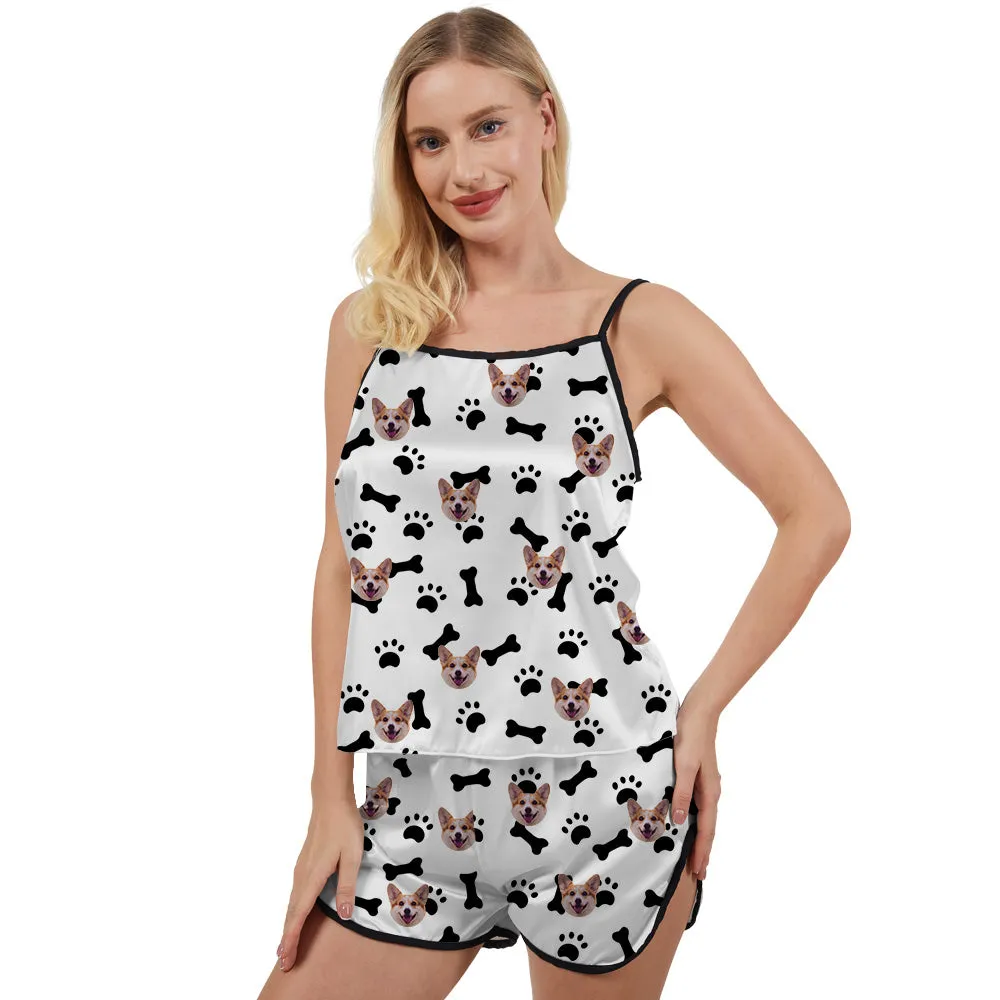 Pet Image Custom Ladies Pajamas Gift Dog Bones