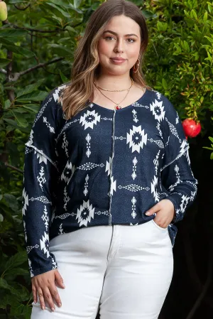 Plus Size Aztec Exposed Top