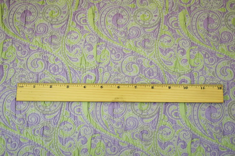 Purple-Green Polyester Fancy Scroll Pattern Matelasse Jacquard Fabric