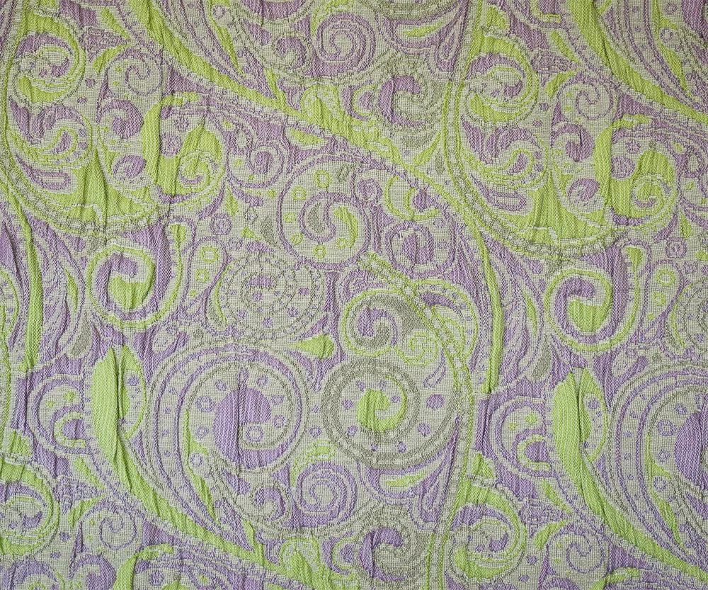 Purple-Green Polyester Fancy Scroll Pattern Matelasse Jacquard Fabric