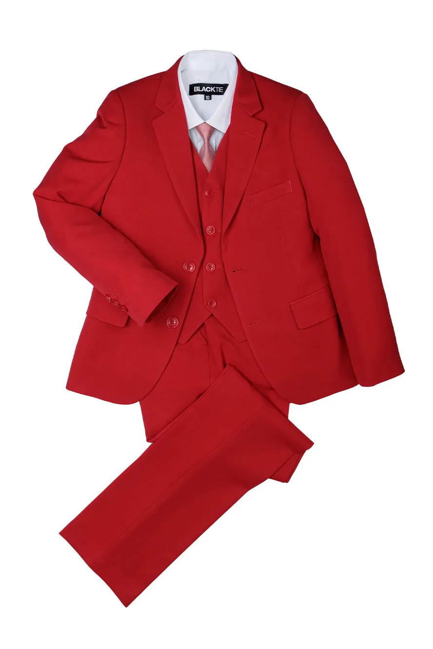 "Liam" Kids Red Suit (5-Piece Set)