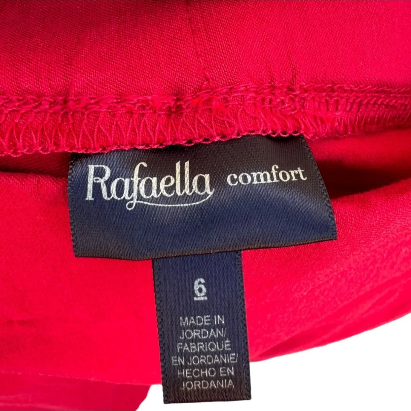 Rafaella Comfort Stretch Red Pull On Flat Front Slim Leg Cropped Women's Pants 6