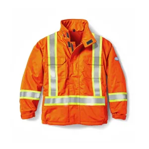 Rasco Men's Hi Vis Winter Work Jacket - FR CSA 88% Cotton/12% Nylon, Bomber, Water Resistant, Reflective, HRC4 Rated, Warm | Sizes: S-5XL