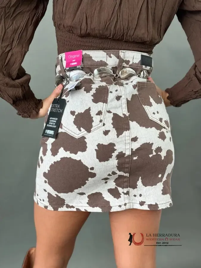 Rock&Roll BEIGE BROWN COW PRINT SKIRT