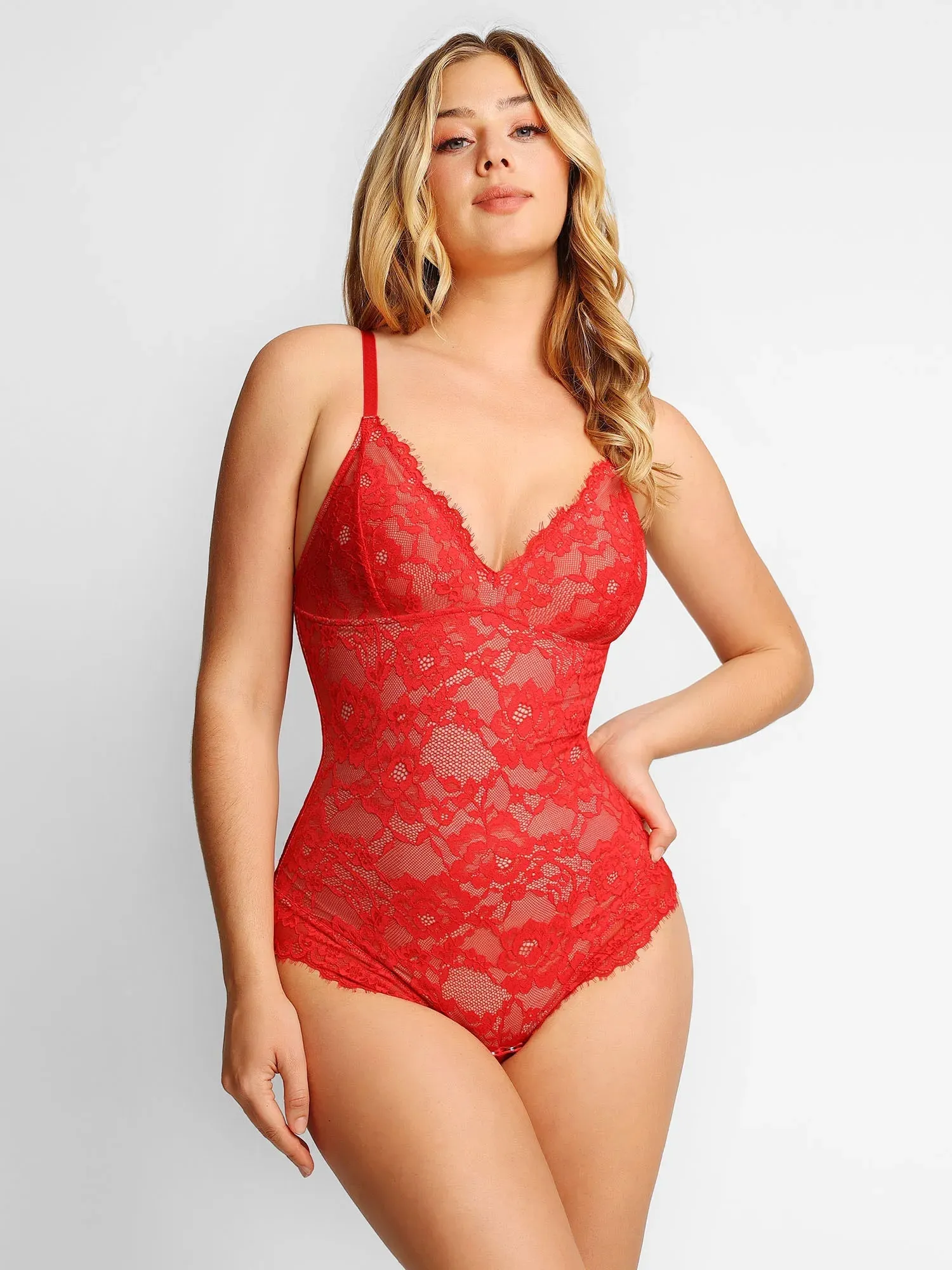 Shapewear Firm Control Smoothing Full Lace Thong Bodysuit