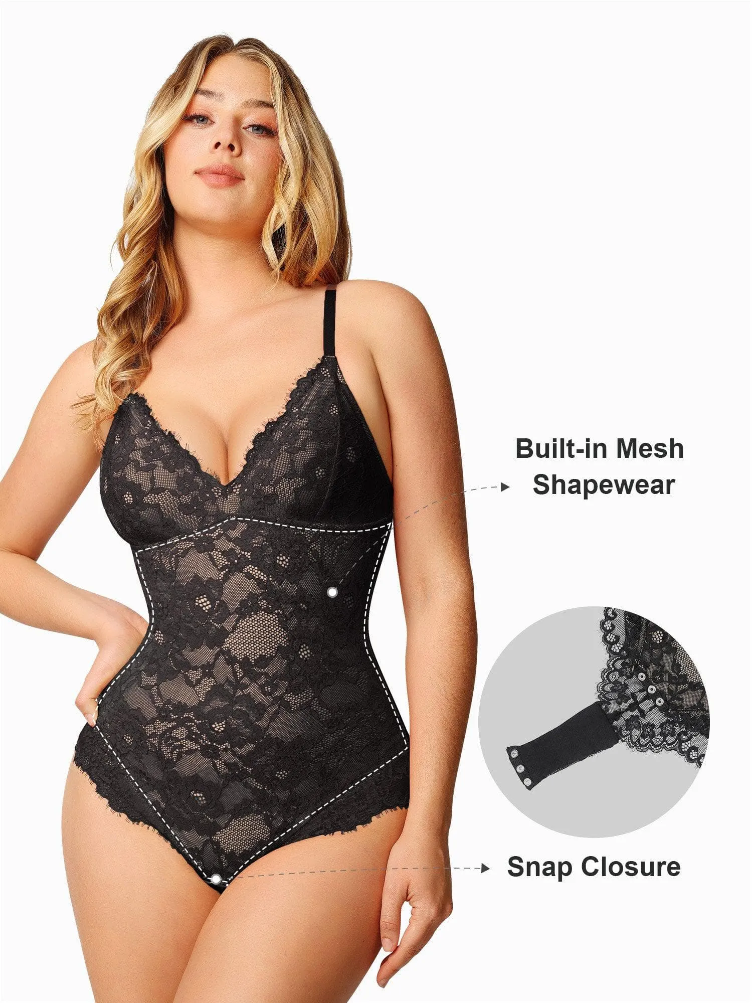 Shapewear Firm Control Smoothing Full Lace Thong Bodysuit