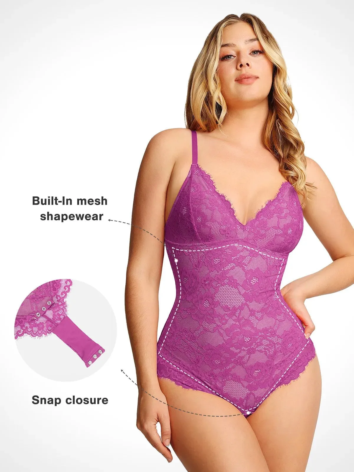 Shapewear Firm Control Smoothing Full Lace Thong Bodysuit