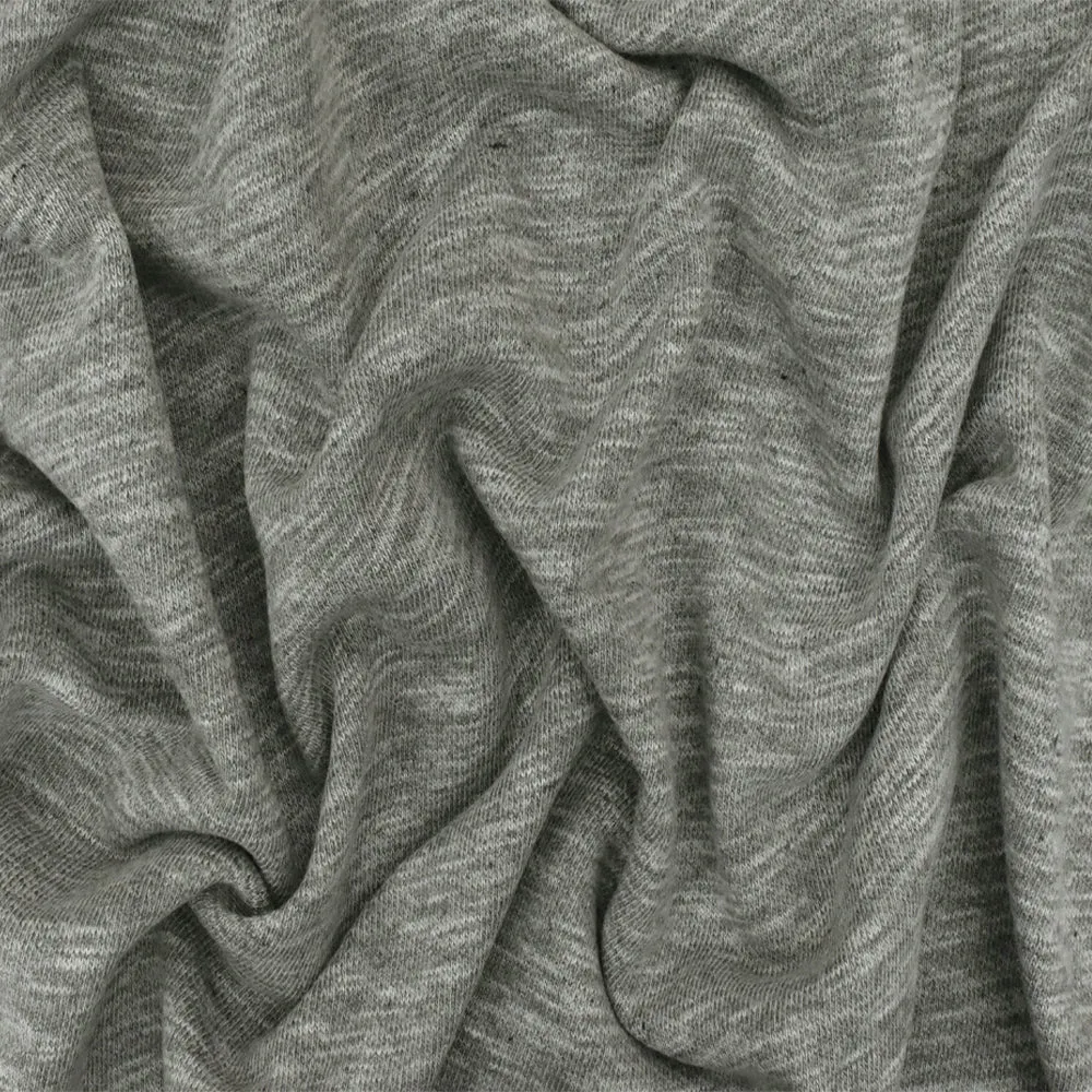 Simple Gray-White Slub Cotton Polyester French Terry Knit Fabric