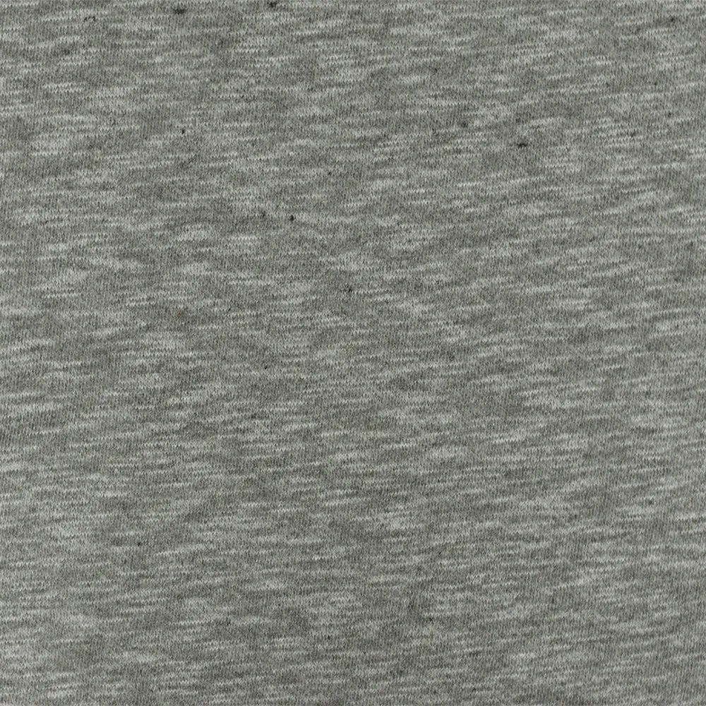 Simple Gray-White Slub Cotton Polyester French Terry Knit Fabric