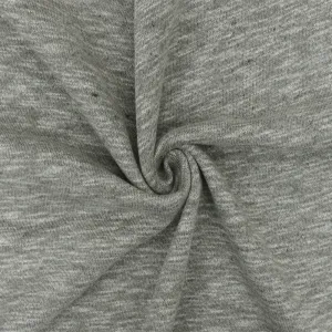 Simple Gray-White Slub Cotton Polyester French Terry Knit Fabric