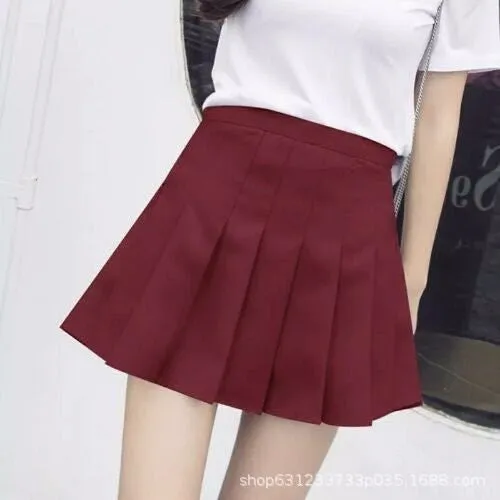 Skirt Women INS Student Korean High Waist Slim Look Pleated A-Line College Skirt