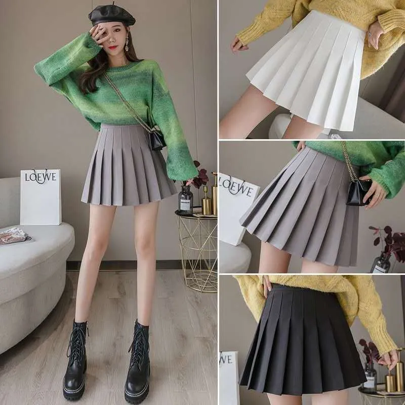 Skirt Women INS Student Korean High Waist Slim Look Pleated A-Line College Skirt