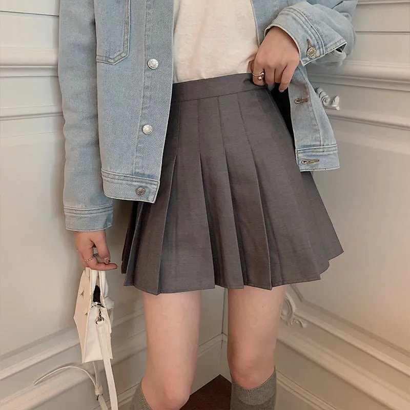 Skirt Women INS Student Korean High Waist Slim Look Pleated A-Line College Skirt