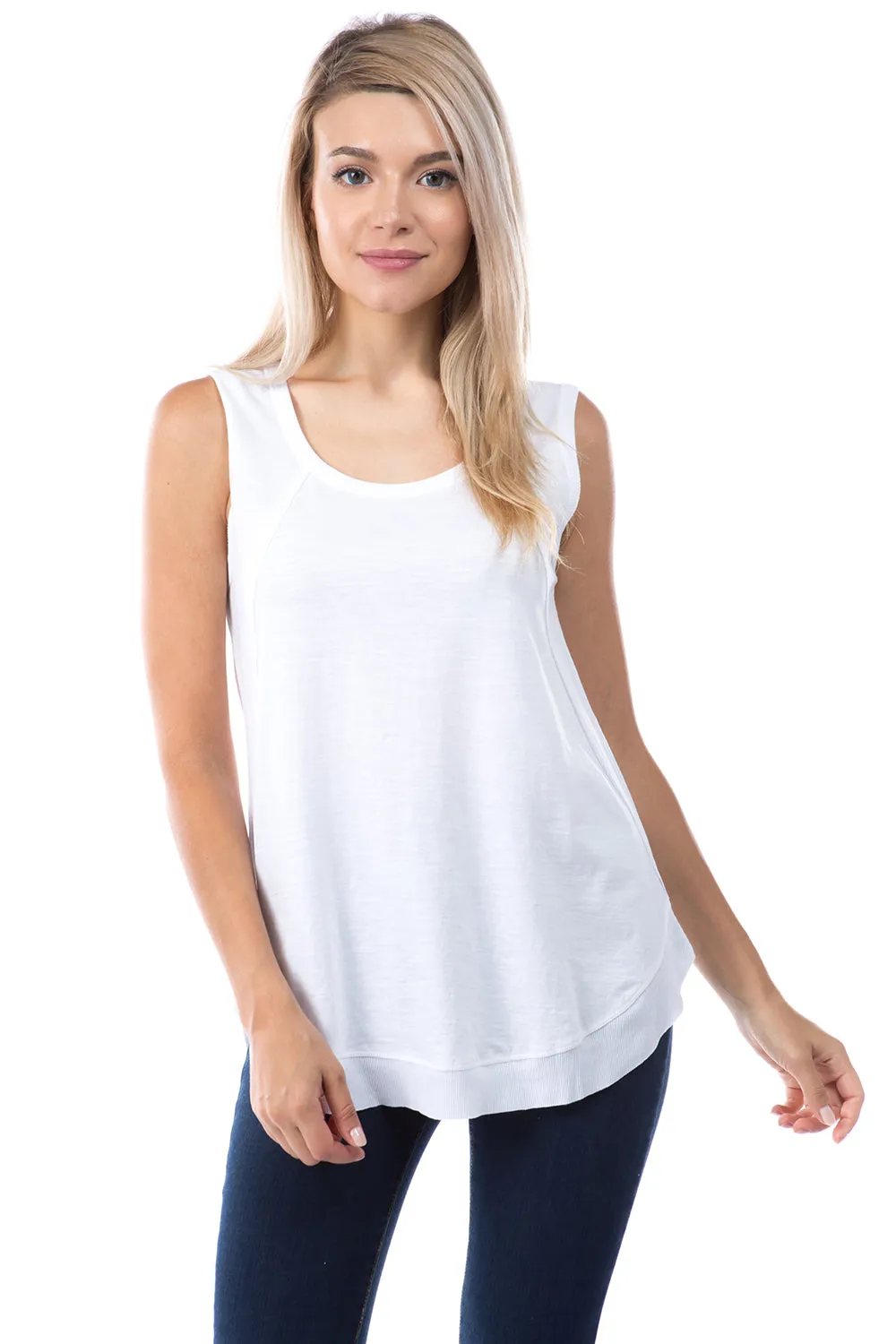 Sleeveless Round Neck With Raw Edge Hem