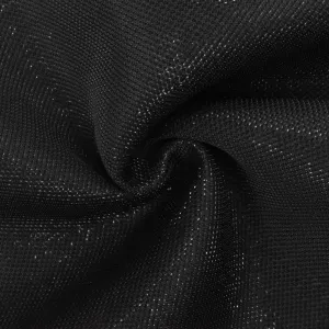 Star Black-Black Mesh Sparkle Bonded Stretch Double Knit Fabric