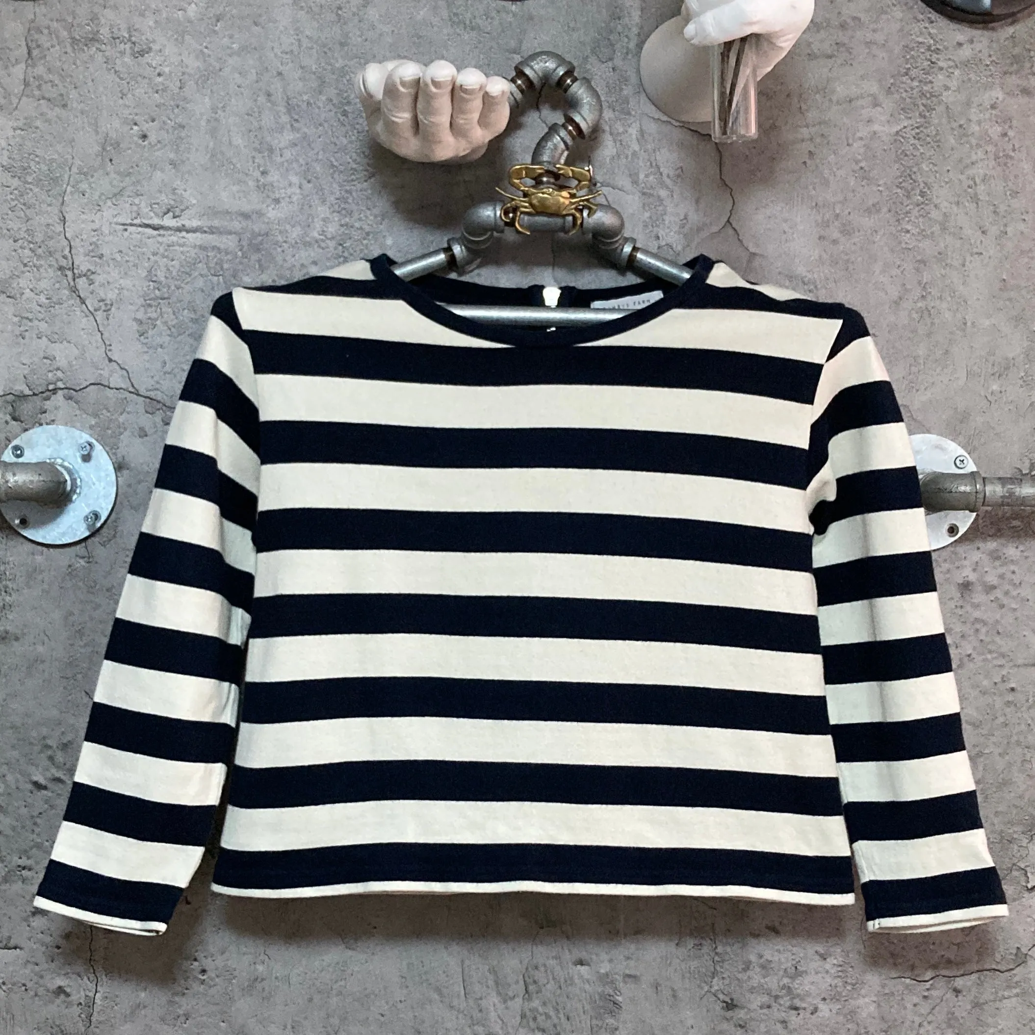 striped three quarter sleeve tops