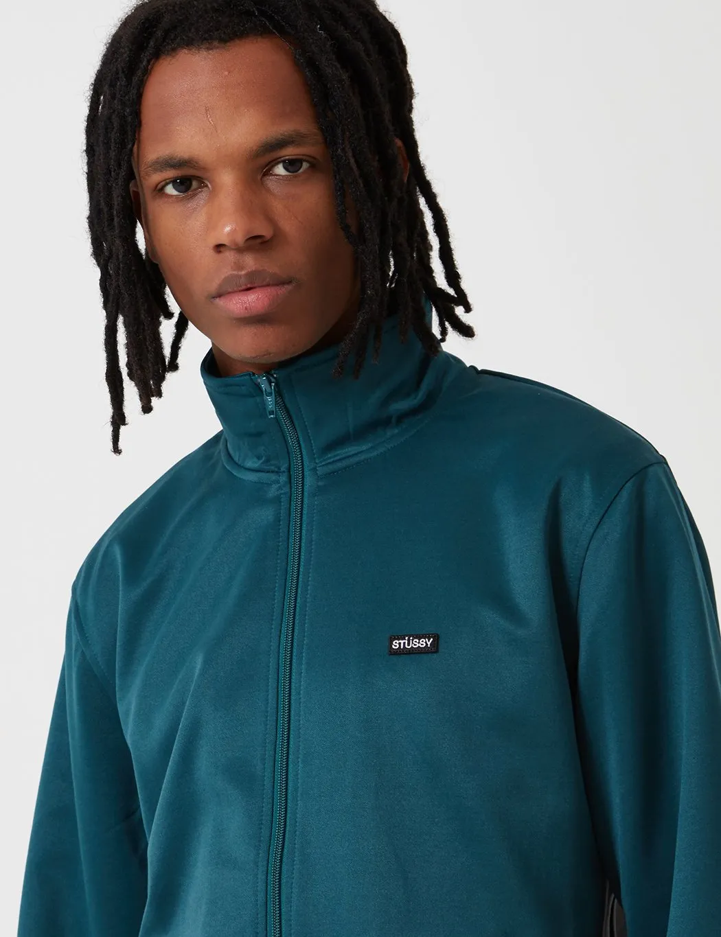 Stussy Textured Rib Track Jacket - Dark Teal