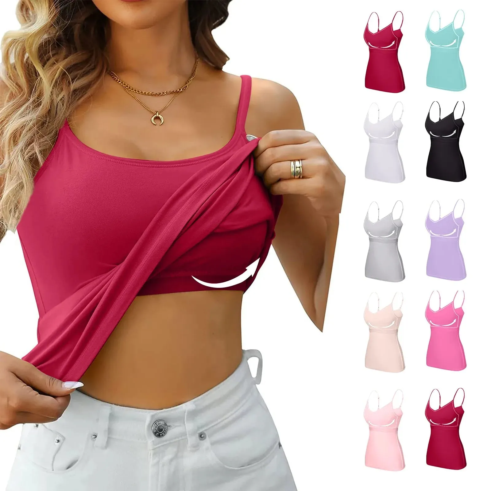 Summer Female Tanks With Chest Pad Slim Halter Neck Tees