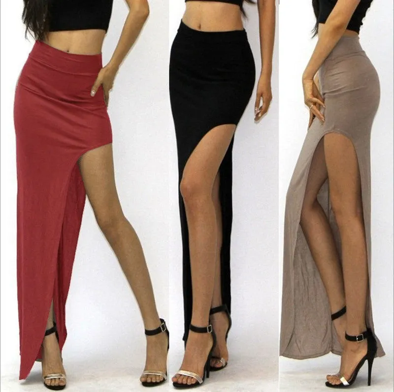 Summer Splitted Sexy Slim Look Solid Colored Skirt Women Skirt