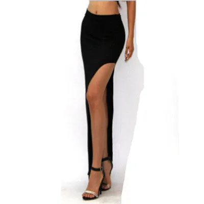 Summer Splitted Sexy Slim Look Solid Colored Skirt Women Skirt