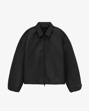 Textured Nylon Trucker Jacket Black