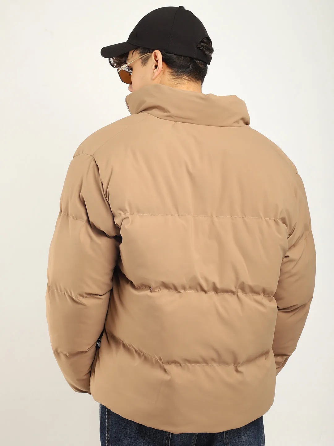 Urban Street Style Camel Brown Oversized Puffer Jacket