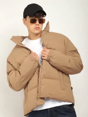 Urban Street Style Camel Brown Oversized Puffer Jacket