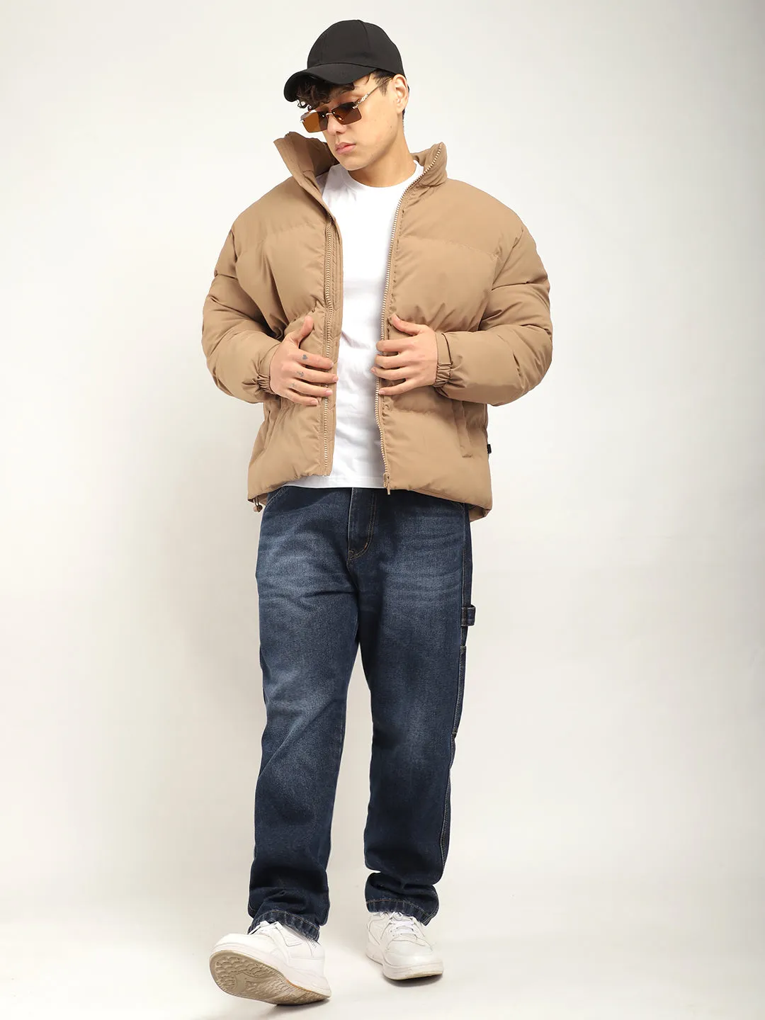 Urban Street Style Camel Brown Oversized Puffer Jacket