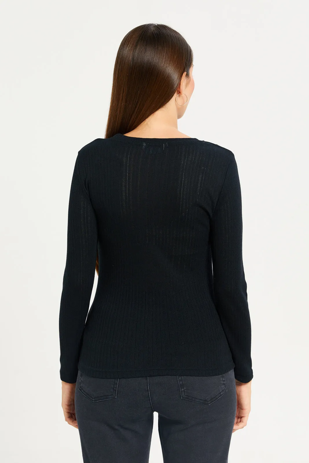 Women Black Long Sleeve Thermal Top