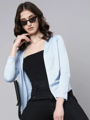 Women Blue Solid Shrug