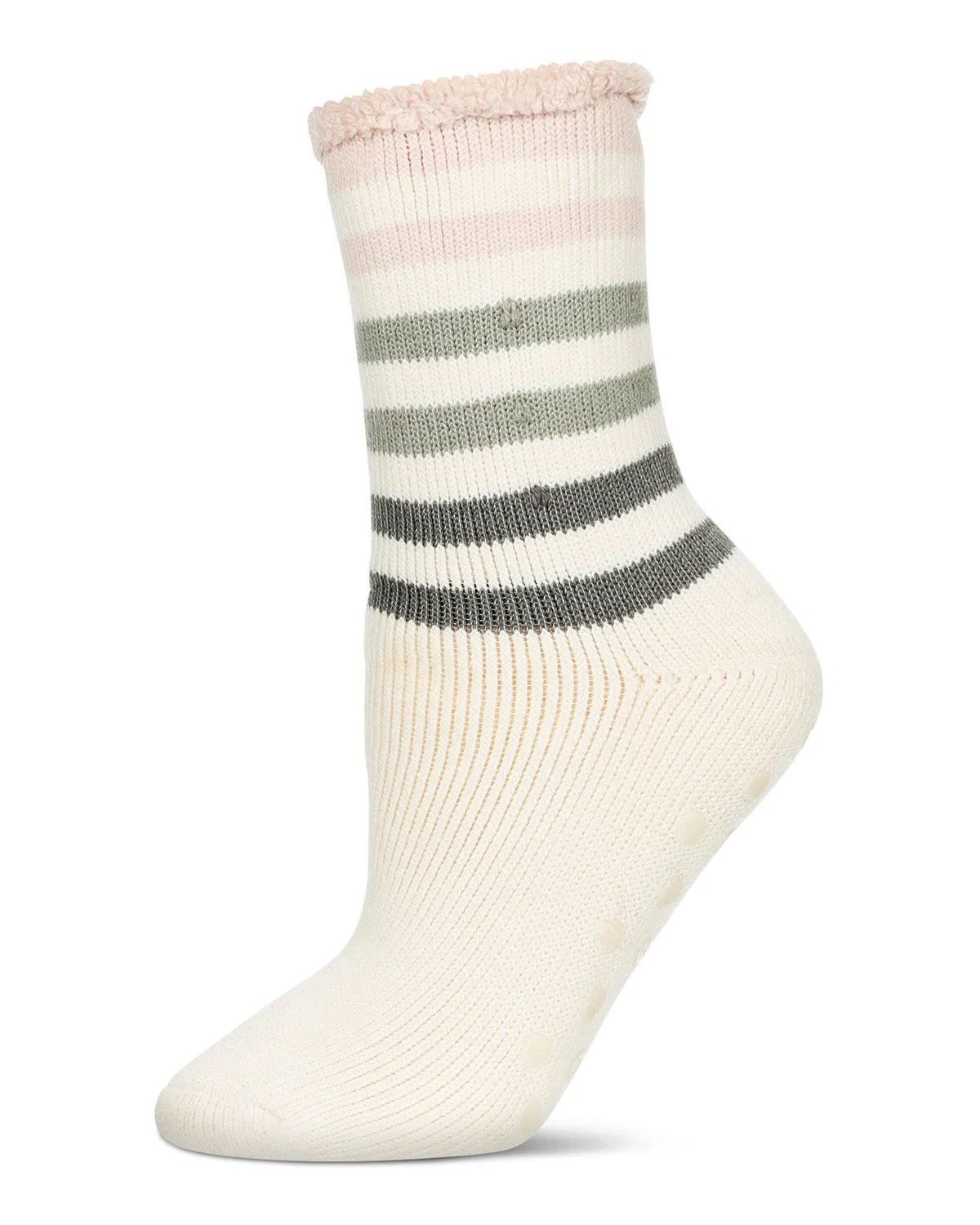 Women's Rugby Stripe Cozy Warm Thermal Crew Socks